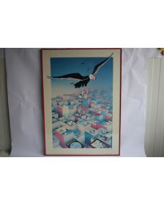Affiche Tintin et le condor signé Alain Balencourt 1991 Hommage à Hergé