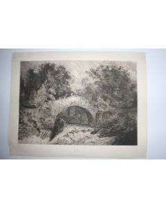 Gravure Paul HUET Vieux pont en Auvergne 1834