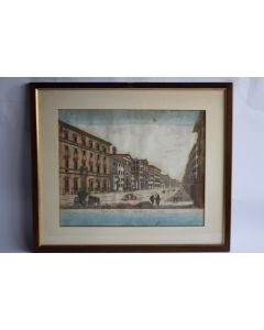 Gravure Palais Saccheti Rome Balthazar Frederic LEIZELT XVIIIe siècle