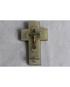 Bénitier émaux cloisonnés Limoges France XIXe siècle