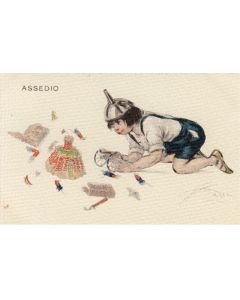 CPA Illustrateur HAZZA C. Enfant Guerre Militaria Italia