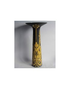 Grand vase verre émaillé Cameo WMG noir jaune