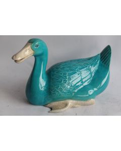 Canard porcelaine émaillée turquoise Chine