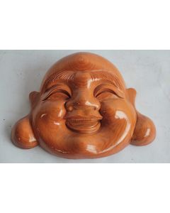 Masque Bouddha rieur bois sculpté