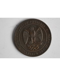 Monnaie satirique Napoléon III le Misérable module de 5 centimes