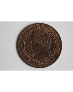 Monnaie 2 centimes Napoléon III tête laurée 1862 K