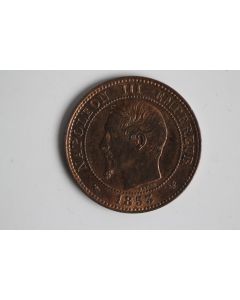 Monnaie 2 centimes Napoléon III tête nue 1853 W SPL