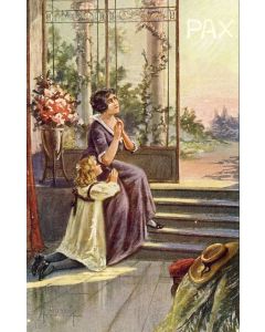 Carte postale Illustrateur (Italien) PAX Guerre 1914-18 Prière ciel Paix