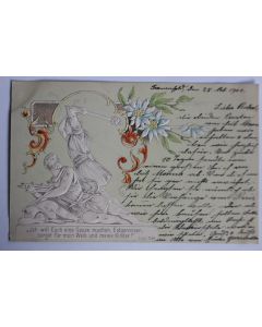 Carte postale ancienne gaufrée Fête fédérale de Bâle 1901 Suisse