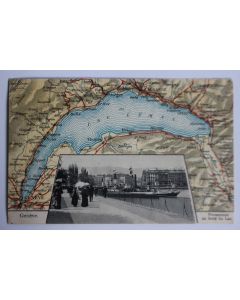 Carte postale ancienne Genève promenade au bord du lac Léman Suisse