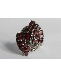 Bague argent grenats et marcassites
