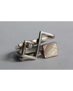 Bague argent design nacre