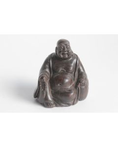 Netsuke bois signé Bouddha rieur Hoteï Japon Meiji