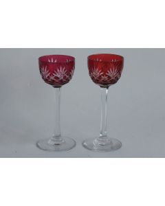 SAINT LOUIS 2 Verres à liqueur cristal Massenet couleur