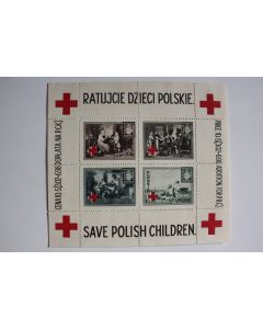Timbre Bloc Pologne save polish children red cross 1946 neuf
