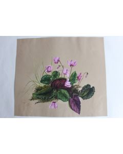 Peinture gouache Cyclamen A. W. XIXe siècle