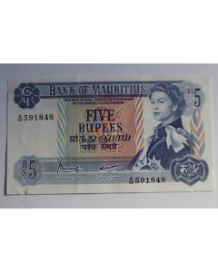 Billet 5 Rupees Mauritius Île Maurice 1967
