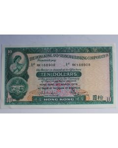Billet 10 Dollars 1978 Hong Kong et Shanghai