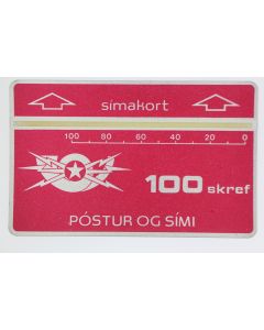 Télécarte Landis & Gyr Símakort 100 skref 601A Islande 1986