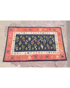 Tapis laine vintage Fleurs Roumanie