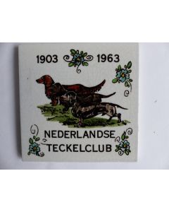 Carreau de faïence Nederlandse Teckelclub 1903 -1963 Chiens Pays-Bas
