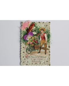 Image gaufrée chromo 1er Avril 1909