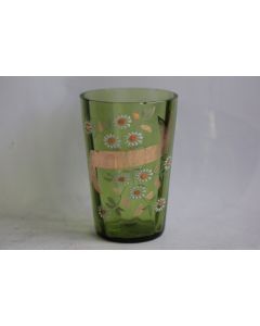 Verre à l'urane émaillé Marguerites
