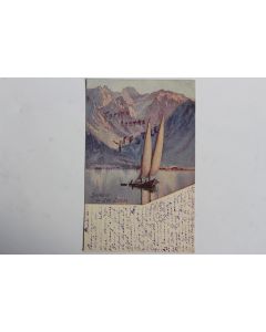 Carte postale publicité Nestlé Souvenir du Lac Léman Genève