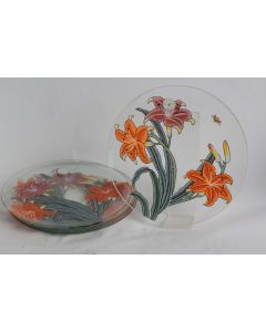6 Assiettes verre émaillé Fleurs Dorothy Thorpe California