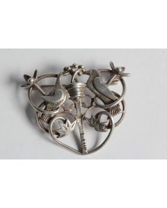 Broche argent Ola M Glorie Colombes Arbre de la vie