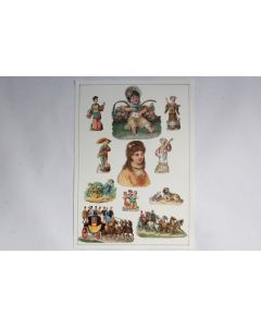 Images chromos gaufrés découpés Asiatiques Enfants Attelage 1890