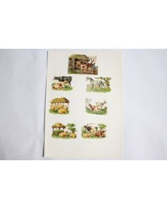 Images chromos gaufrés découpés Animaux de ferme 1890