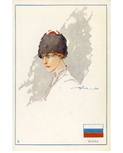 CPA Illustrateur GOLIA Femme Mode Russia Russe Guerre