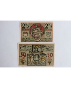 Billets de nécessité Pfennig Kitzingen am Main 1921 Allemagne