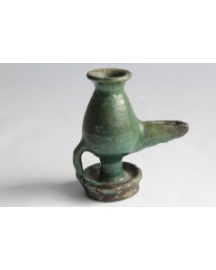 Lampe à huile terre cuite vernissée XVIIIe siècle