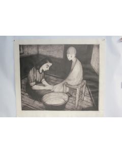 Gravure eau-forte originale Das Bad Le bain Hessler Gunt ?