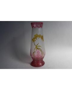 BACCARAT Vase cristal multicouche orchidées XIXe siècle