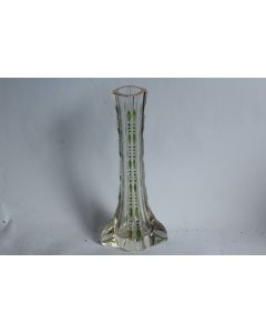 Vase cristal taillé émaillé vert