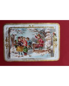 Image chromo XIXe siècle diorama enfants hiver