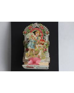 Image chromo dépliant XIXe siècle diorama Souvenir d'amitié
