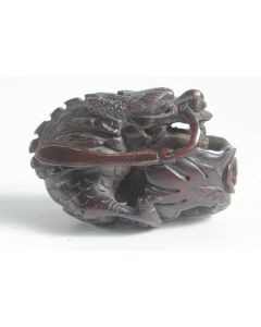 Netsuke bois signé Dragon Japon Meiji