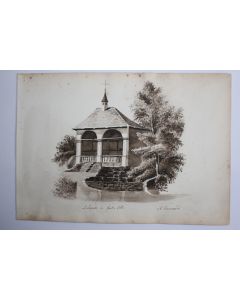 Dessin original Lavis Albert Jeanrenaud Chapelle Guillaume Tell Suisse