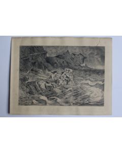 Dessin original Albert Jeanrenaud Tempête en mer Suisse