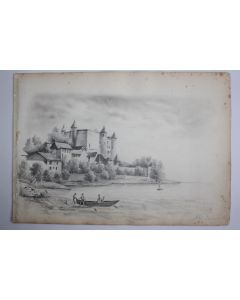 Dessin original Albert Jeanrenaud Château Lac Suisse