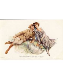 CPA Couples Militaria Femme Illustration Beyond control of the censor