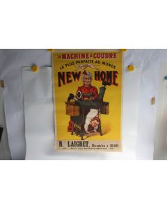 Affiche lithographiée publicitaire Machine à coudre New Home