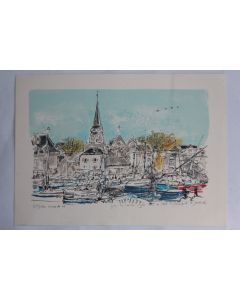 Lithographie originale Monique JOURNOD St Gilles Croix de Vie