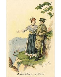 CPA illustrée Hospitalité Suisse Femme Au Tessin