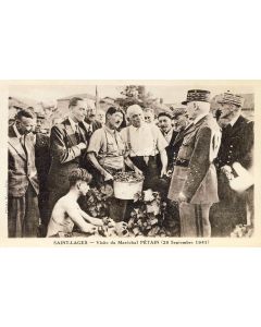 CPA 69 RHONE SAINT LAGER Visite du Maréchal Pétain 1941 Militaria Officiers Officiels Vendanges