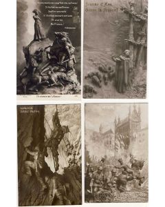 4 CPA ART Sculpture Mastroianni Italien Italie Guerre 1914-18 alsacienne jeanne d'arc cavallier alpini